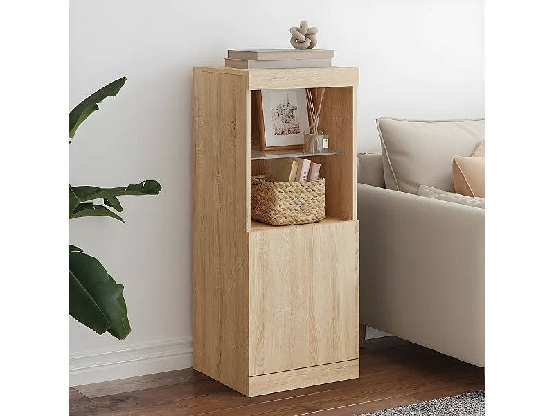 Sideboard mit LED-Leuchten Anrichte Sonoma-Eiche 41x37x100 cm -RM57716