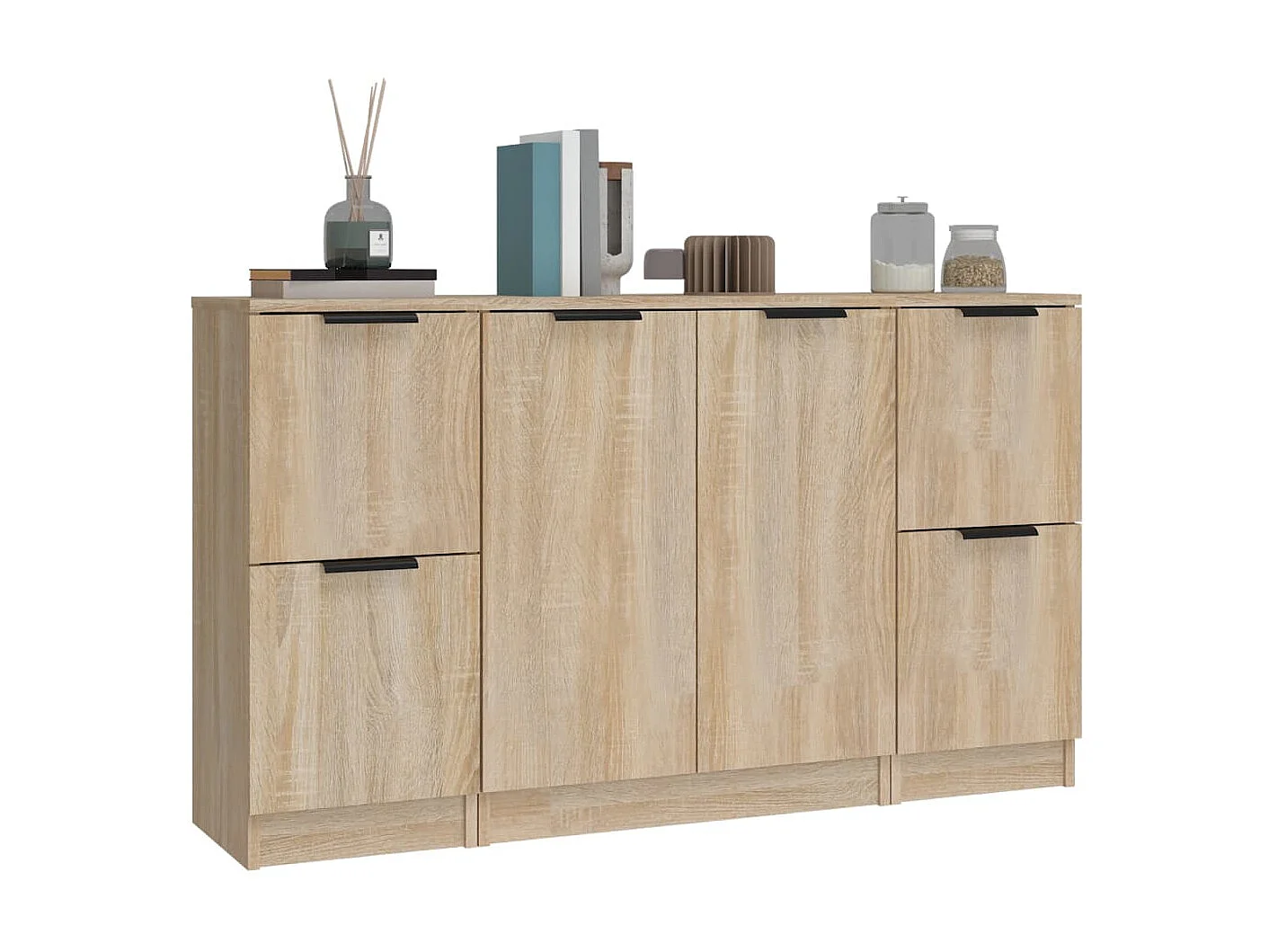 Sideboards im 3er-Set Lowboards Sonoma-Eiche Holzwerkstoff -RM87933