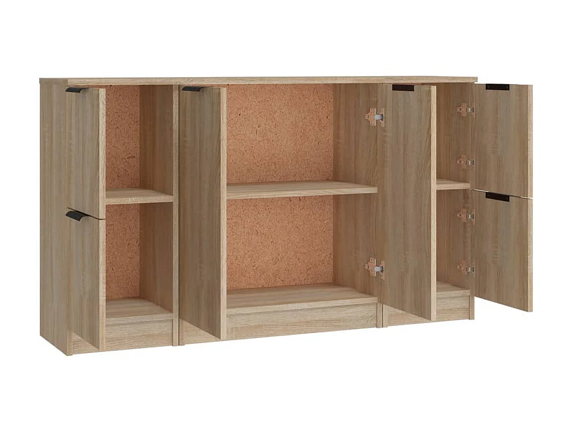 Sideboards im 3er-Set Lowboards Sonoma-Eiche Holzwerkstoff -RM87933