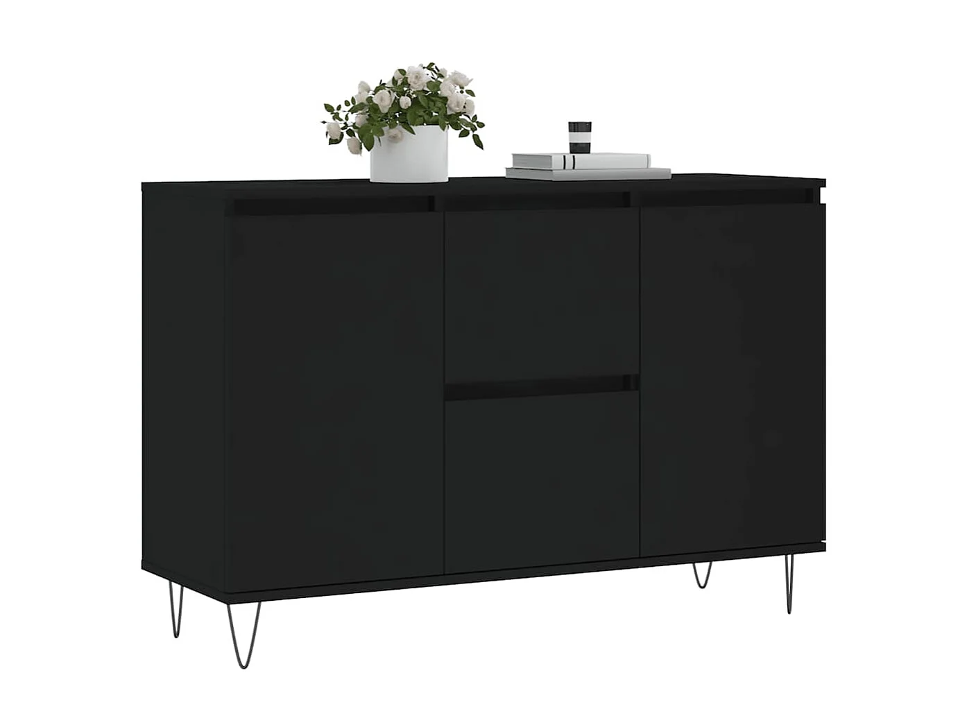 Sideboard Schwarz Anrichte 104x35x70 cm Holzwerkstoff -RM77118