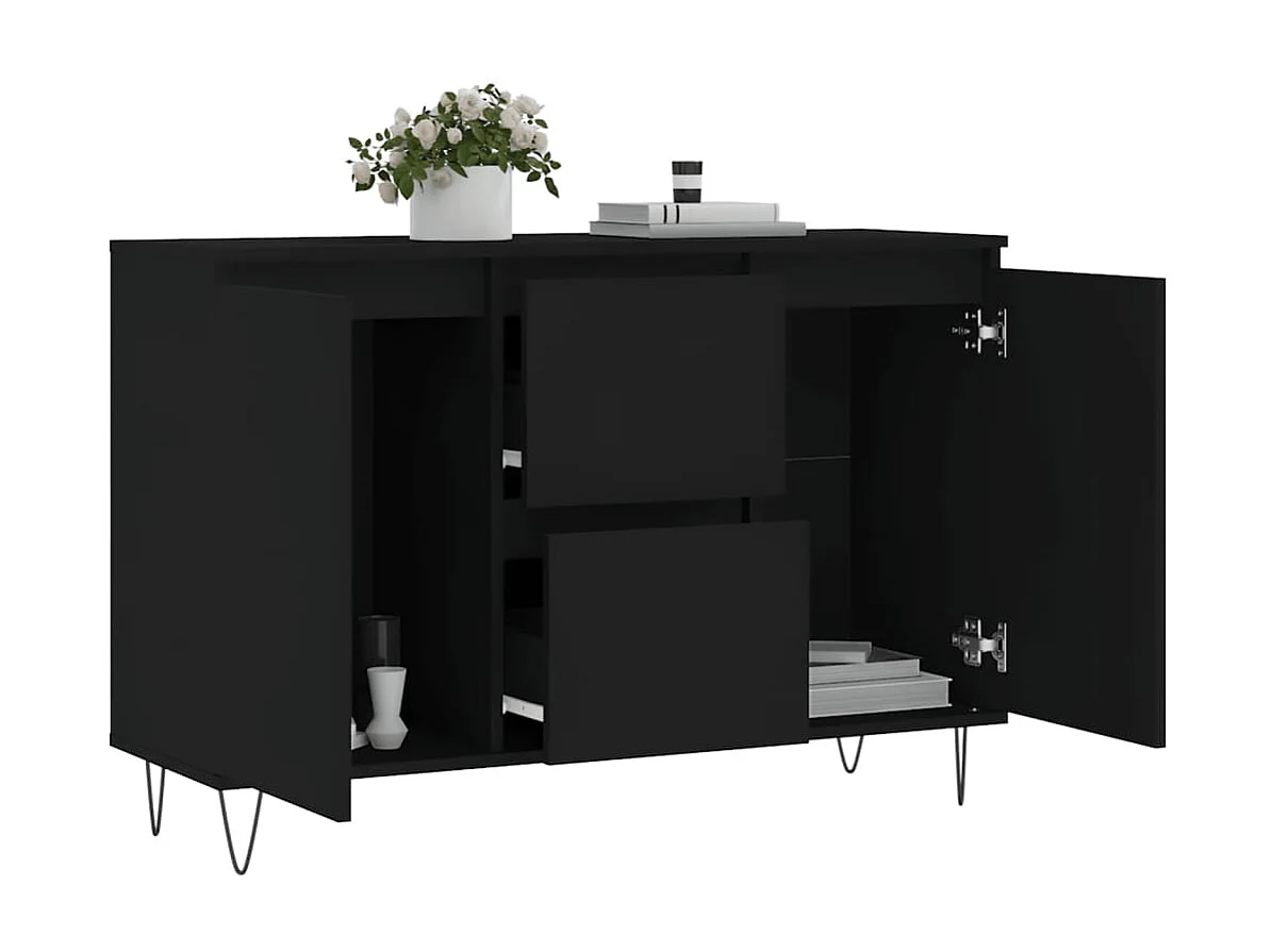 Sideboard Schwarz Anrichte 104x35x70 cm Holzwerkstoff -RM77118