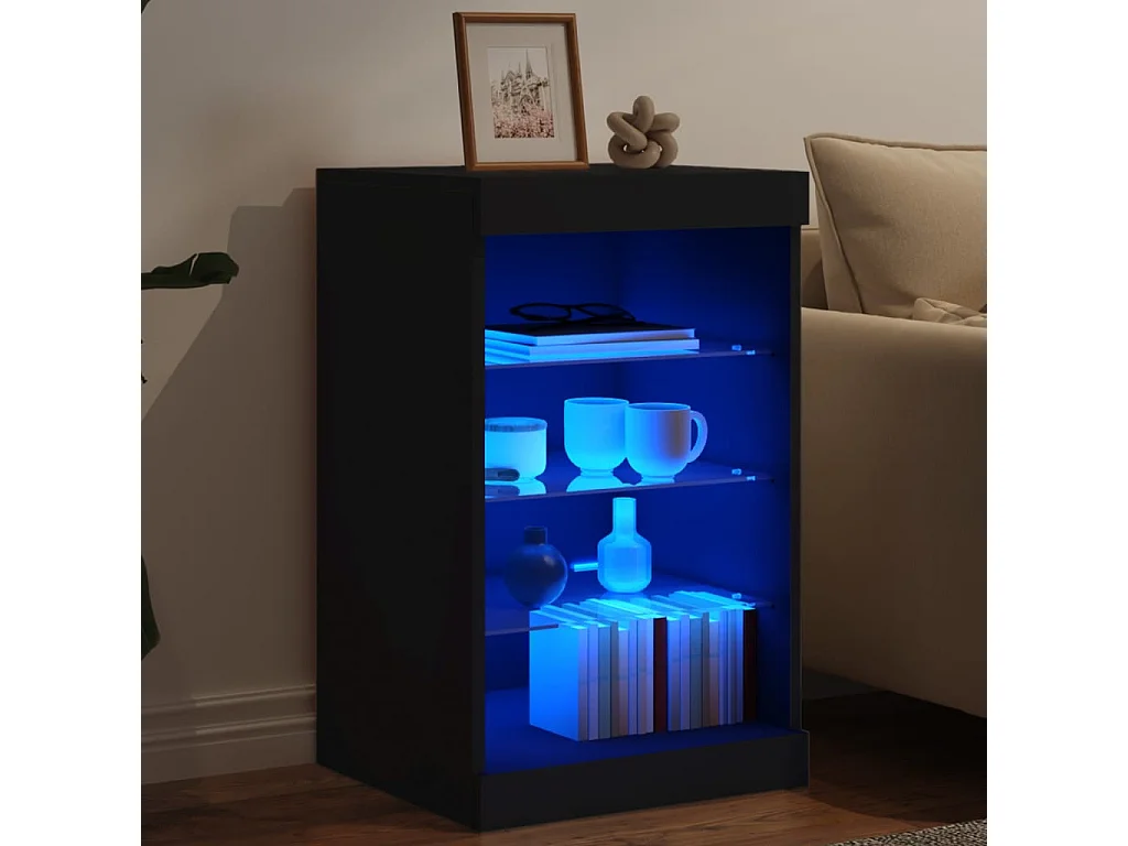 Sideboard mit LED-Leuchten Anrichte Schwarz 41x37x67 cm -RM74052