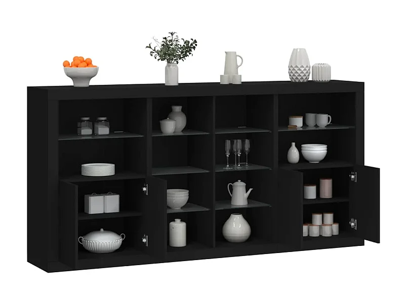 Sideboard mit LED-Leuchten Anrichte Schwarz 202x37x100 cm -RM94919