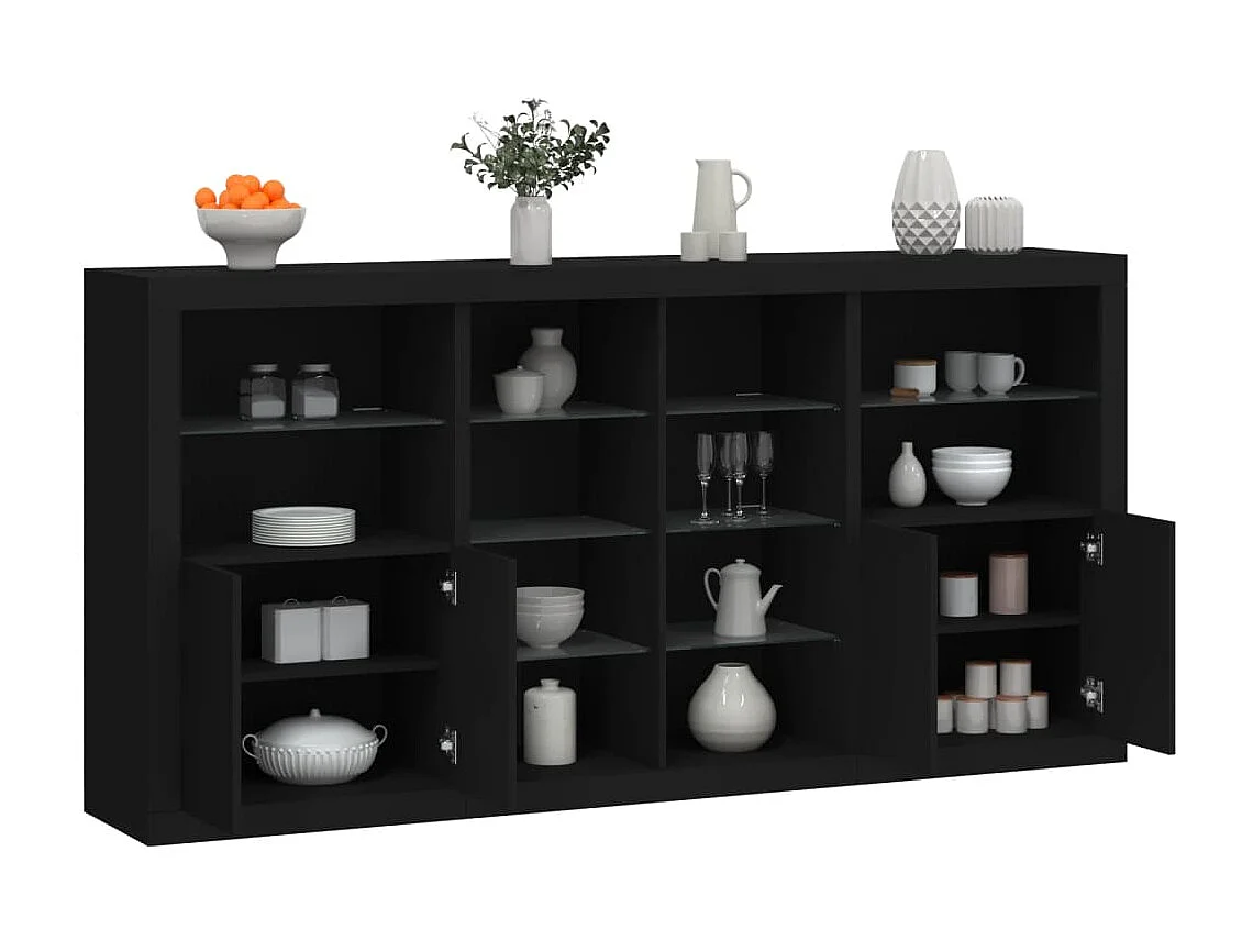 Sideboard mit LED-Leuchten Anrichte Schwarz 202x37x100 cm -RM94919