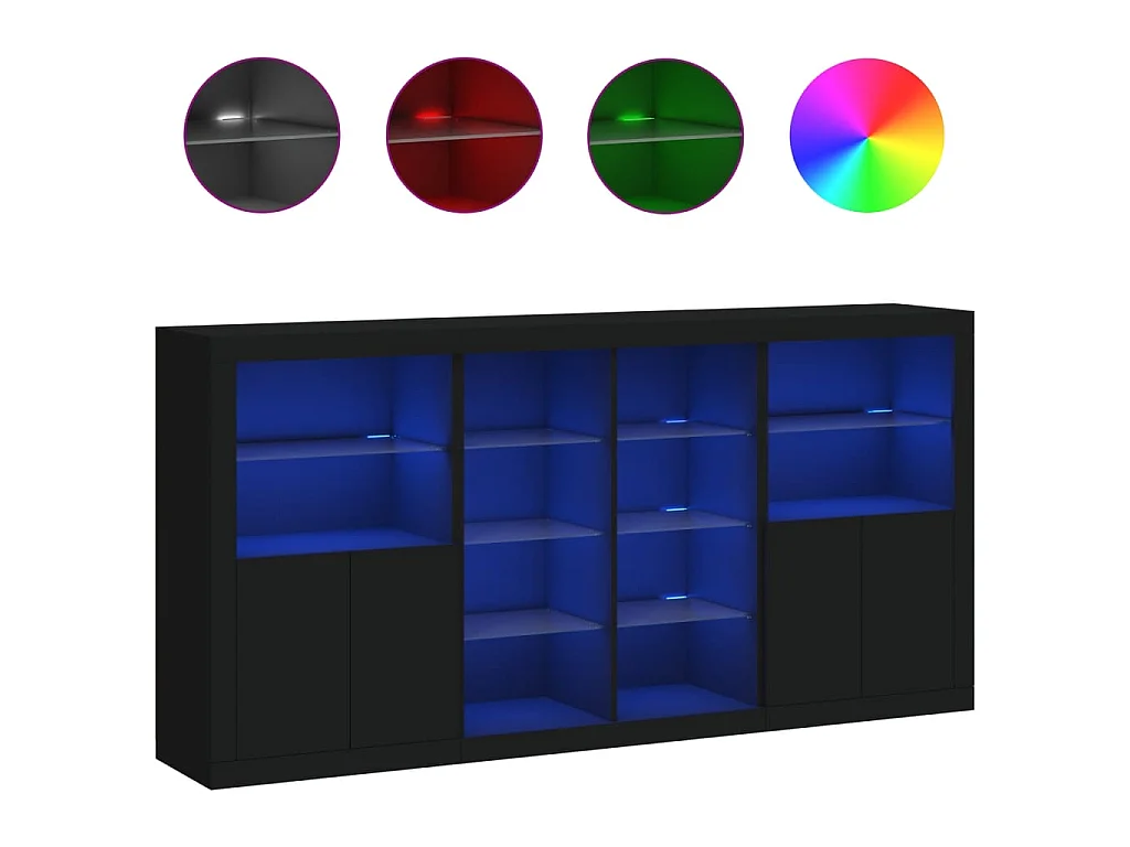 Sideboard mit LED-Leuchten Anrichte Schwarz 202x37x100 cm -RM94919