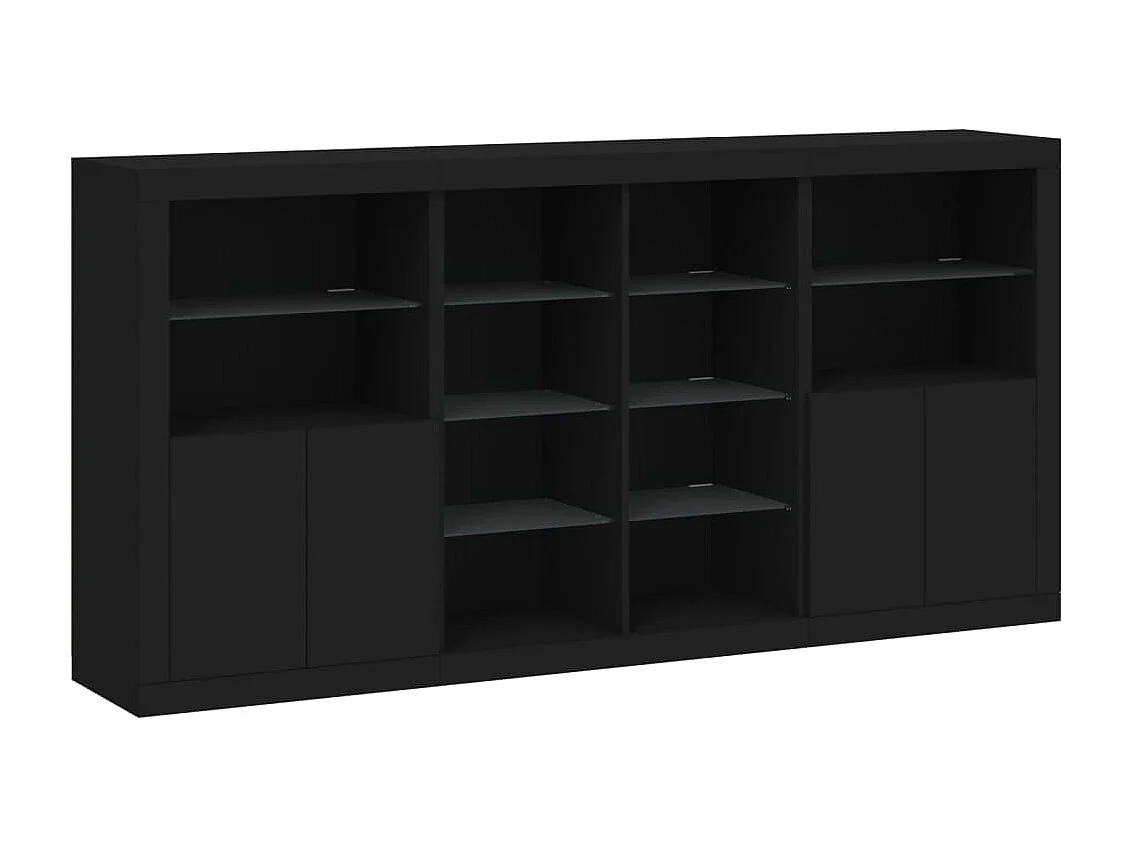 Sideboard mit LED-Leuchten Anrichte Schwarz 202x37x100 cm -RM94919