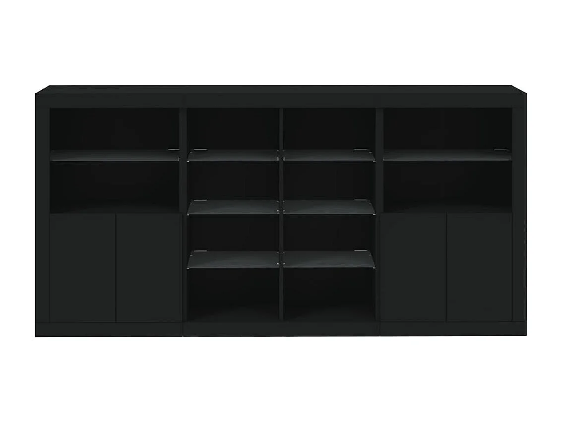 Sideboard mit LED-Leuchten Anrichte Schwarz 202x37x100 cm -RM94919