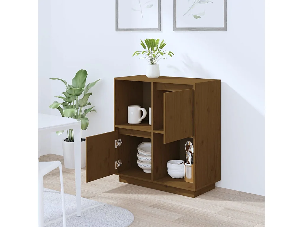 Sideboard Lowboard - Honigbraun 74x35x80 cm Massivholz Kiefer -RM47671