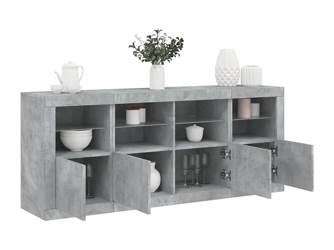 Sideboard mit LED-Leuchten - Anrichte Betongrau 163x37x67 cm -RM45432