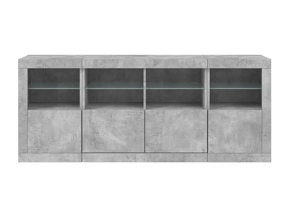 Sideboard mit LED-Leuchten - Anrichte Betongrau 163x37x67 cm -RM45432