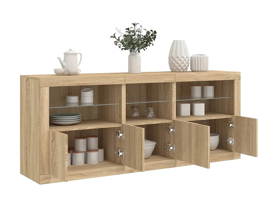 Sideboard mit LED-Leuchten Anrichte Sonoma-Eiche 162x37x67 cm -RM67576