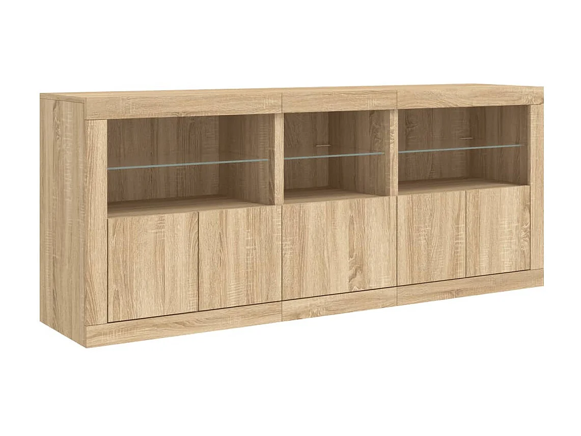 Sideboard mit LED-Leuchten Anrichte Sonoma-Eiche 162x37x67 cm -RM67576
