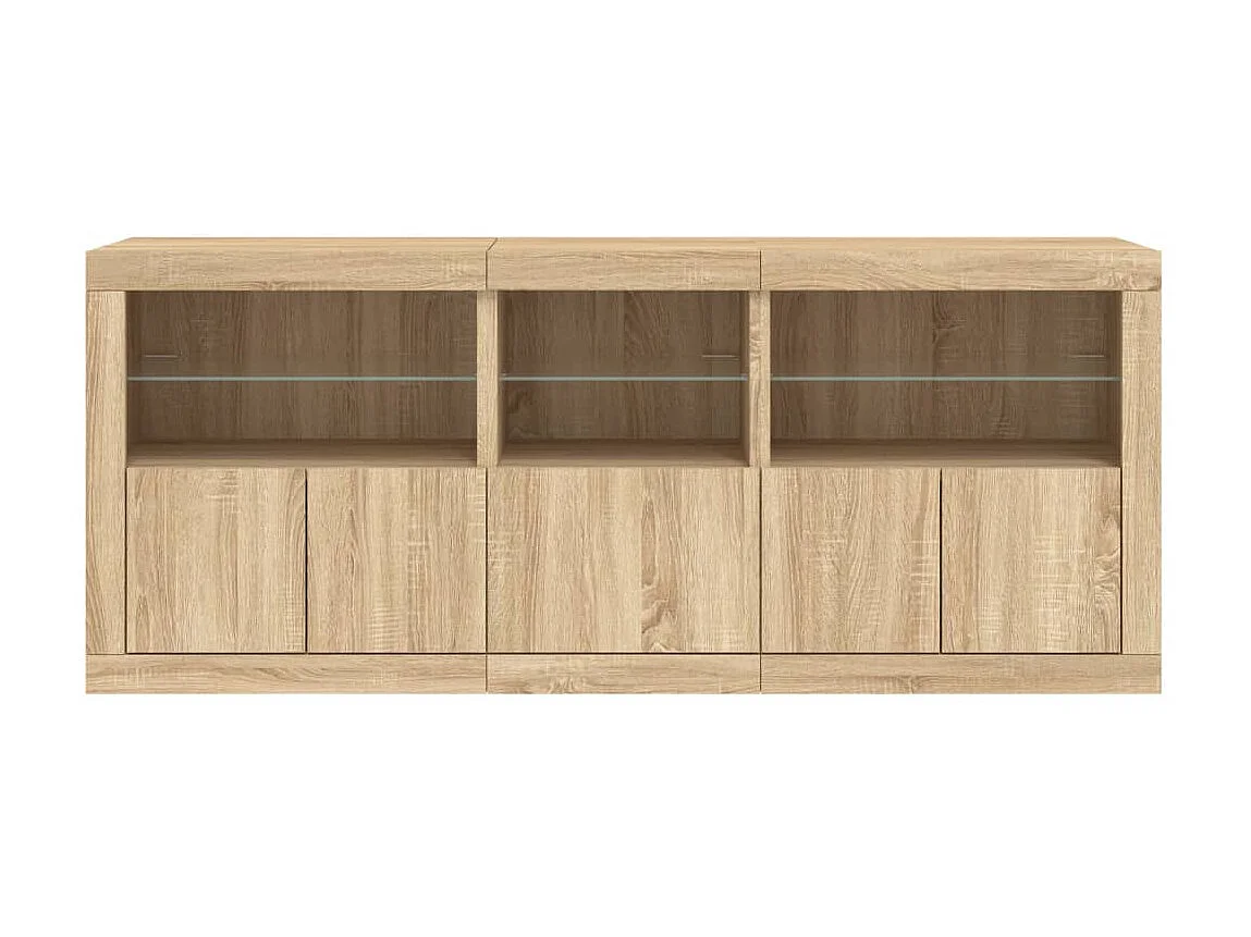 Sideboard mit LED-Leuchten Anrichte Sonoma-Eiche 162x37x67 cm -RM67576
