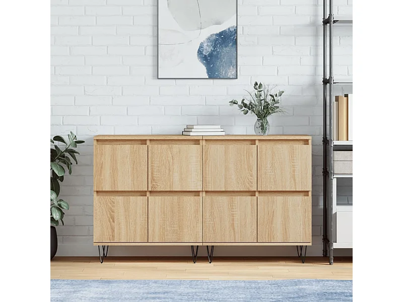 Sideboards im 2er-Set Lowboards Sonoma-Eiche Holzwerkstoff -RM57073