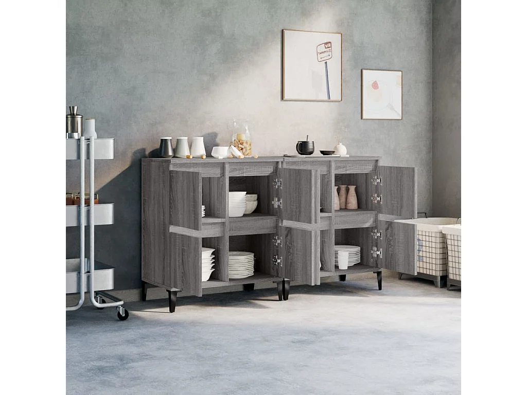 Sideboards Grau im 2er-Set Anrichten Sonoma 60x35x70 cm Holzwerkstoff -RM27446