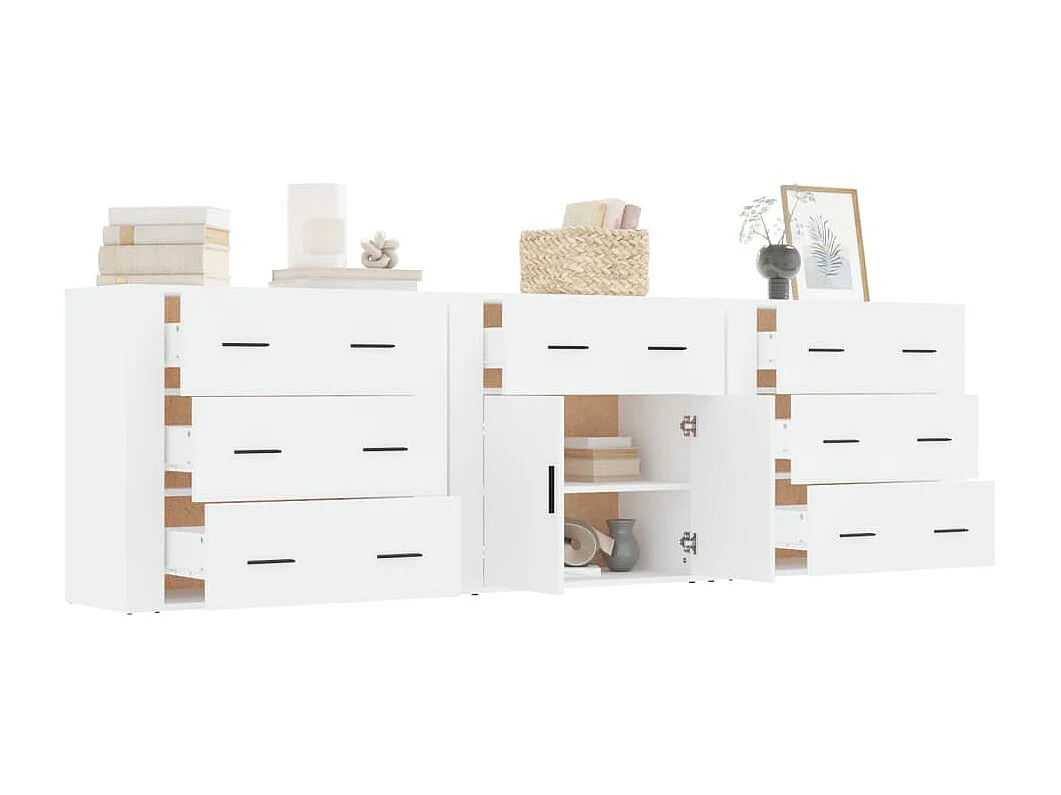 Sideboards im 3er-Set Lowboards Weiß Holzwerkstoff -RM42731
