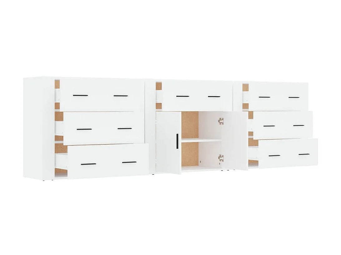 Sideboards im 3er-Set Lowboards Weiß Holzwerkstoff -RM42731