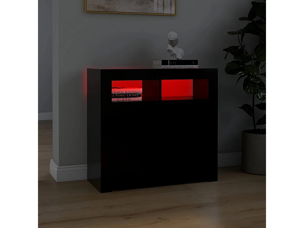 Sideboard mit LED-Leuchten Anrichte Schwarz 80x35x75 cm -RM47824