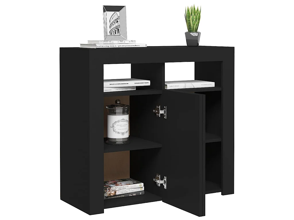 Sideboard mit LED-Leuchten Anrichte Schwarz 80x35x75 cm -RM47824