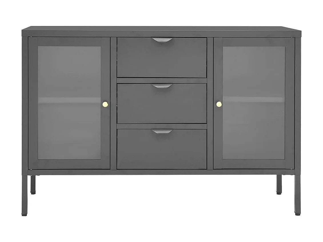 Sideboard Lowboard - Anthrazit 105x35x70 cm Stahl und Hartglas -RM49385