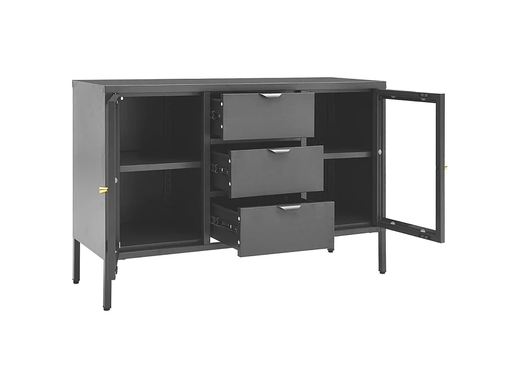 Sideboard Lowboard - Anthrazit 105x35x70 cm Stahl und Hartglas -RM49385