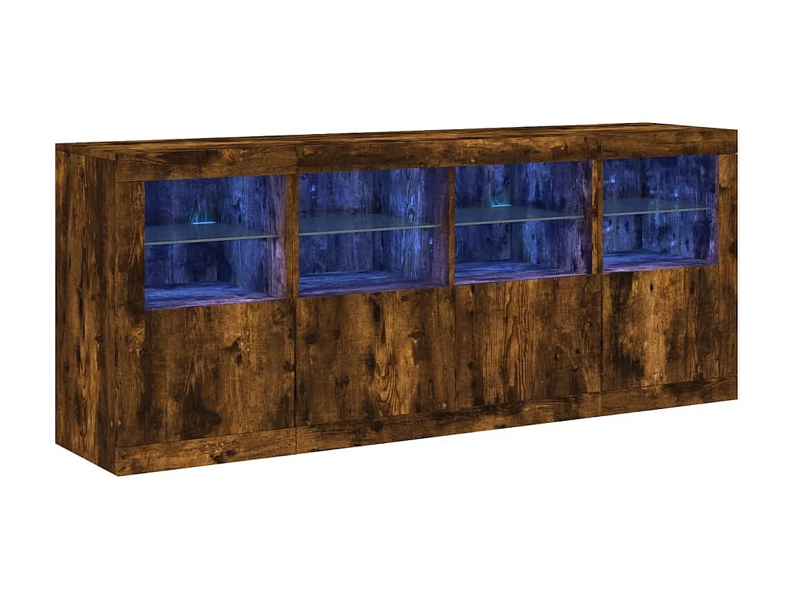 Sideboard mit LED-Leuchten Anrichte Räuchereiche 163x37x67 cm -RM68465
