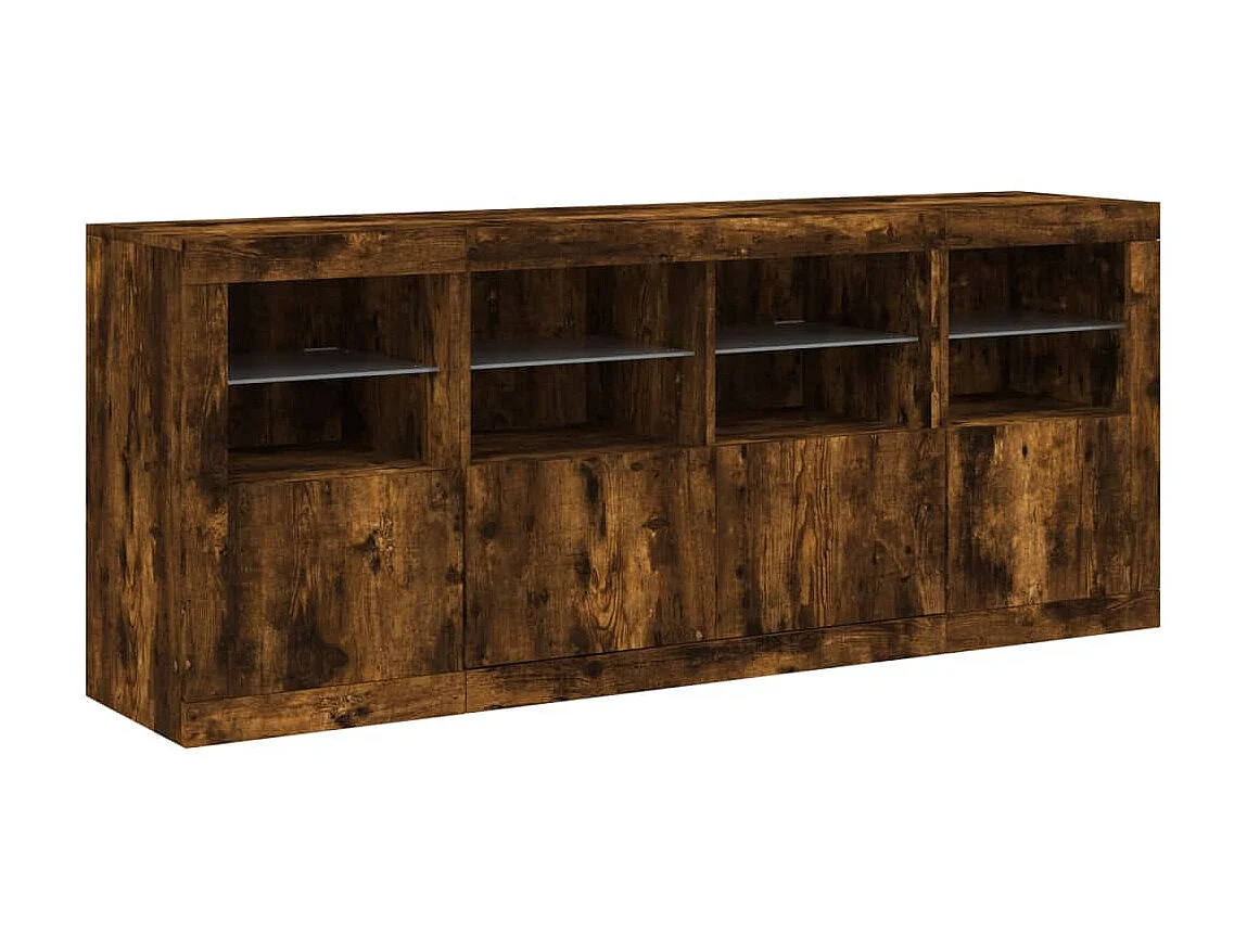 Sideboard mit LED-Leuchten Anrichte Räuchereiche 163x37x67 cm -RM68465