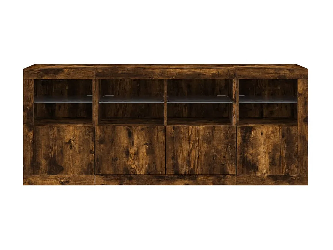 Sideboard mit LED-Leuchten Anrichte Räuchereiche 163x37x67 cm -RM68465
