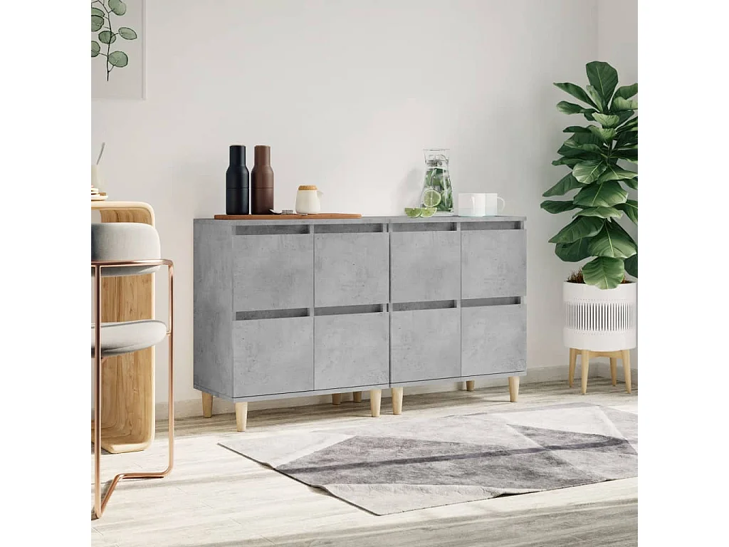 Sideboards im 2er-Set Lowboards Betongrau 60x35x70 cm Holzwerkstoff -RM76474