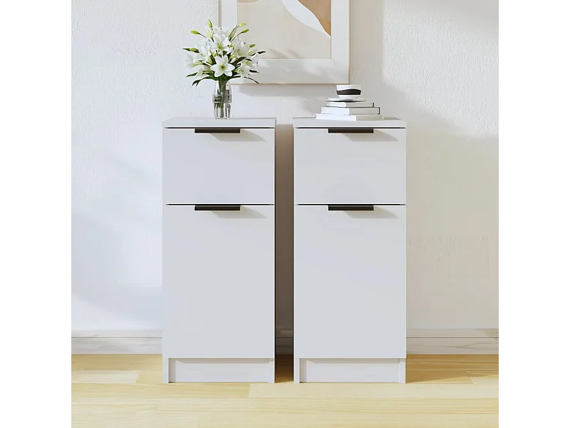 Sideboards im 2er-Set Lowboards Weiß 30x30x70 cm Holzwerkstoff -RM51304