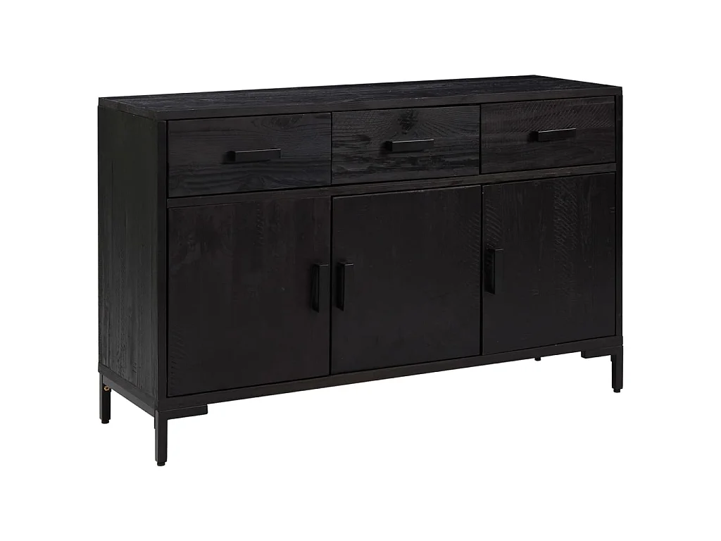 Sideboard Schwarz Anrichte 110x35x70 cm Massivholz Kiefer -RM59315