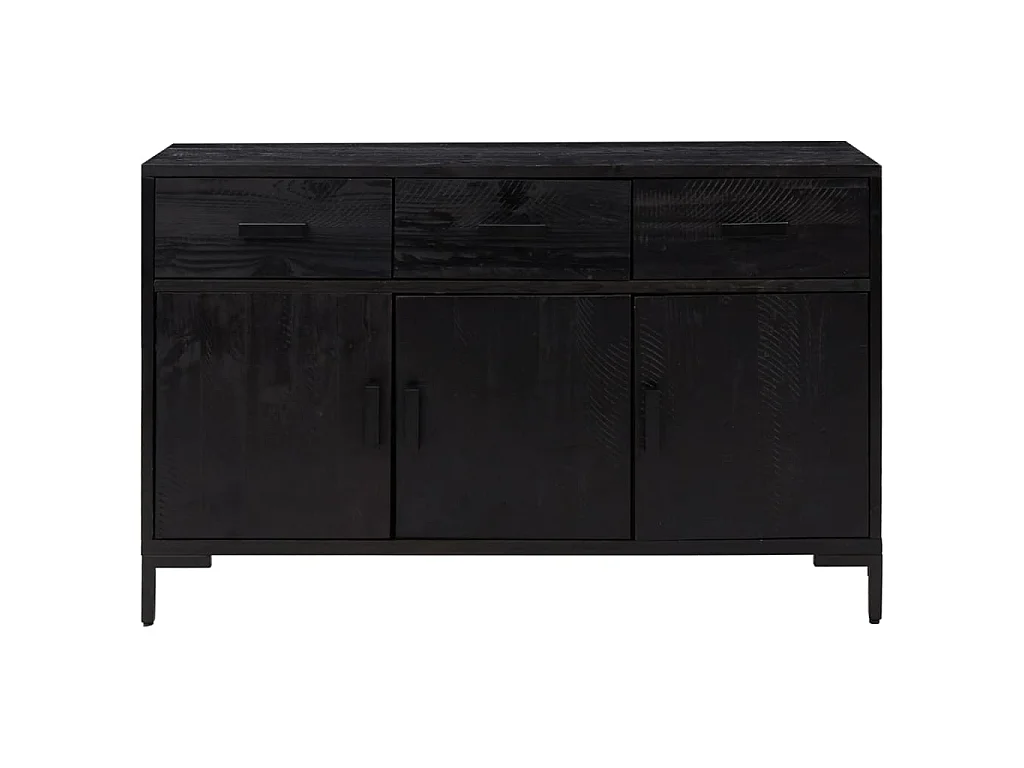 Sideboard Schwarz Anrichte 110x35x70 cm Massivholz Kiefer -RM59315