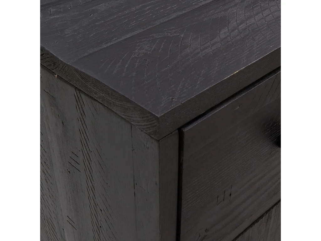 Sideboard Schwarz Anrichte 110x35x70 cm Massivholz Kiefer -RM59315