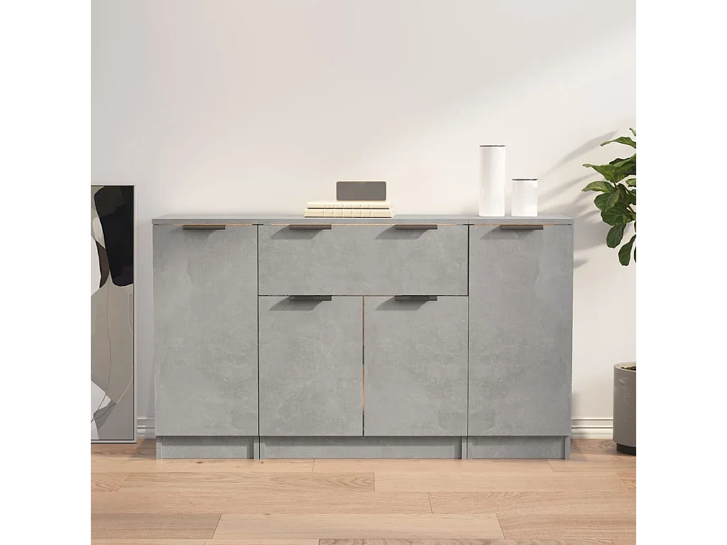 Sideboards im 3er-Set Lowboards Betongrau Holzwerkstoff -RM91439