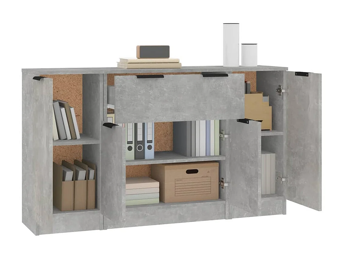 Sideboards im 3er-Set Lowboards Betongrau Holzwerkstoff -RM91439