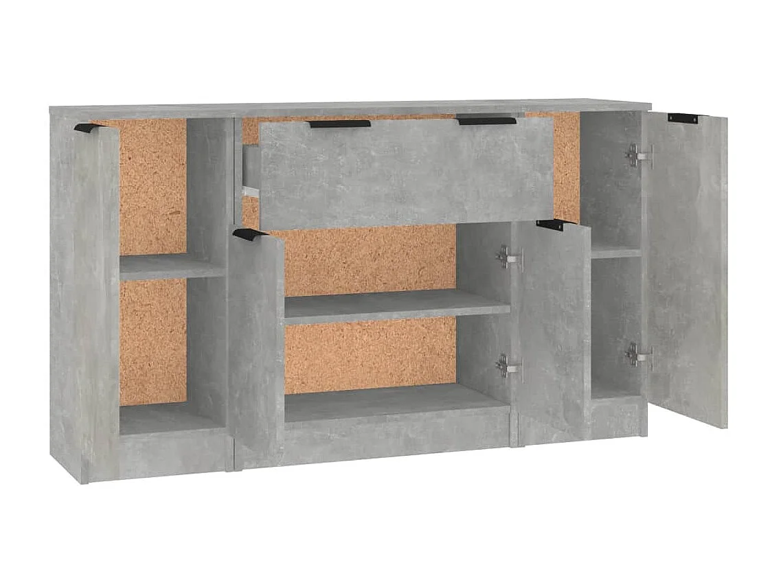 Sideboards im 3er-Set Lowboards Betongrau Holzwerkstoff -RM91439