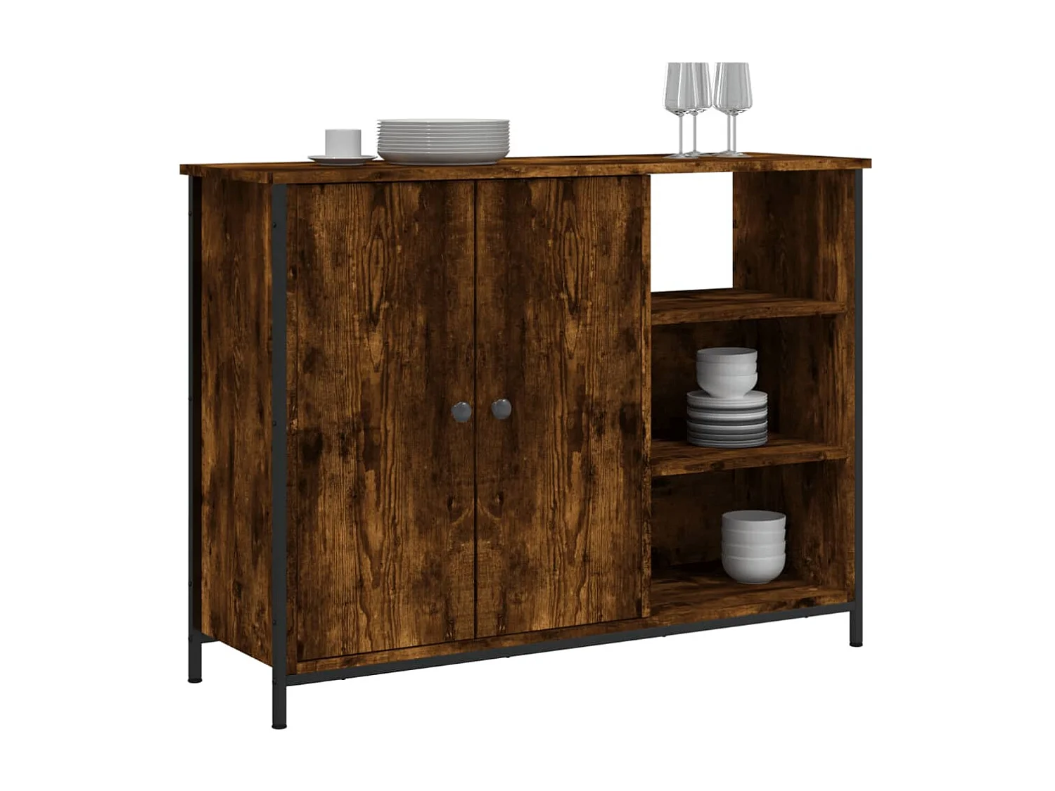 Sideboard Anrichte Räuchereiche 100x33x75 cm Holzwerkstoff -RM67640