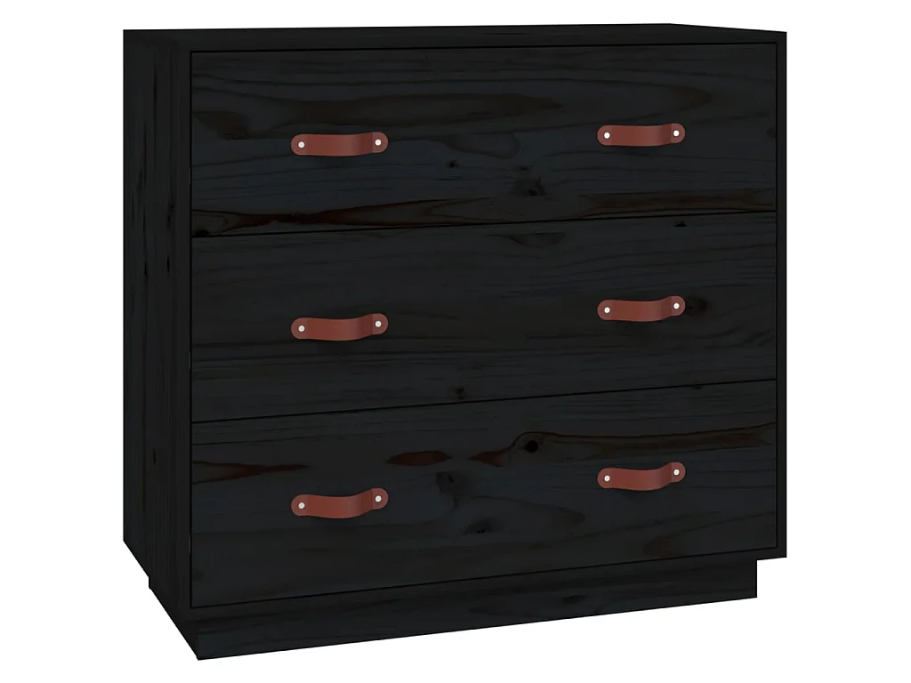 Sideboard Schwarz Anrichte 80x40x75 cm Massivholz Kiefer -RM20731