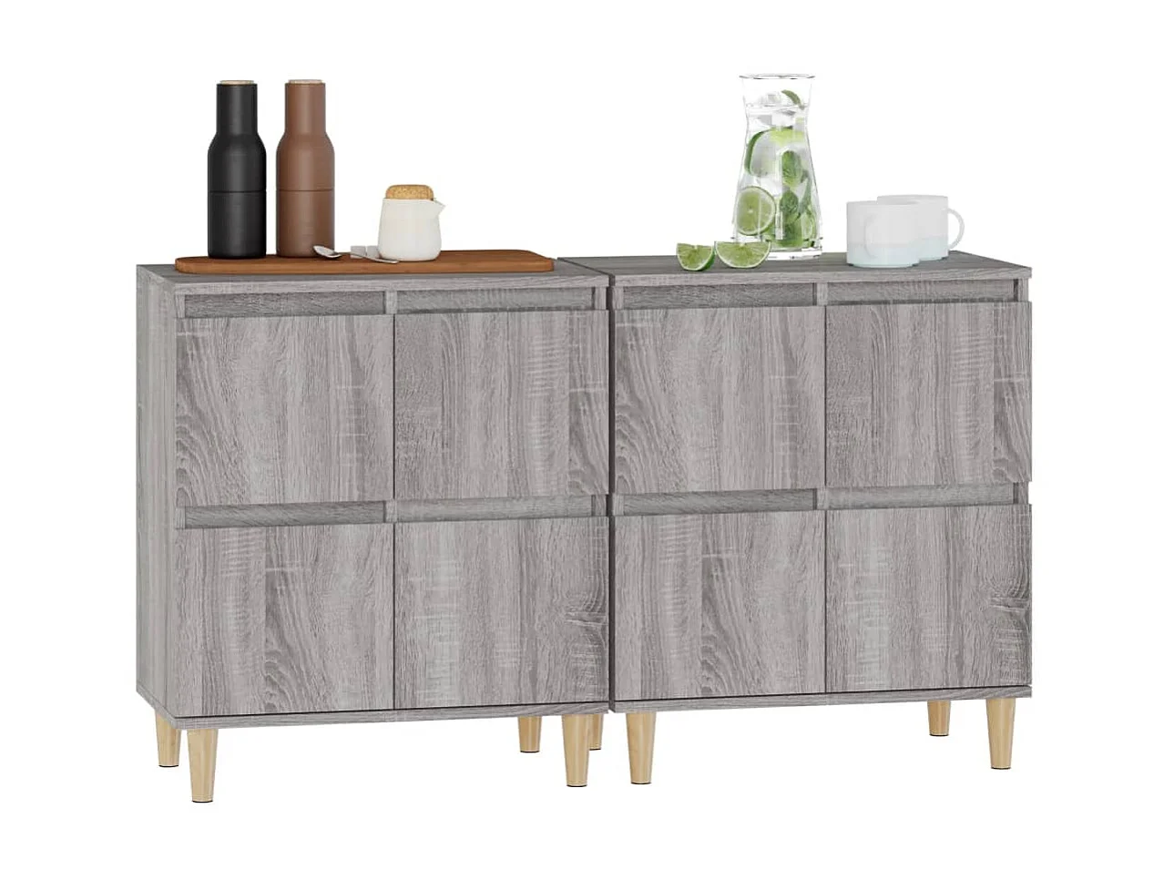 Sideboards Grau im 2er-Set Anrichten Sonoma 60x35x70 cm Holzwerkstoff -RM64420