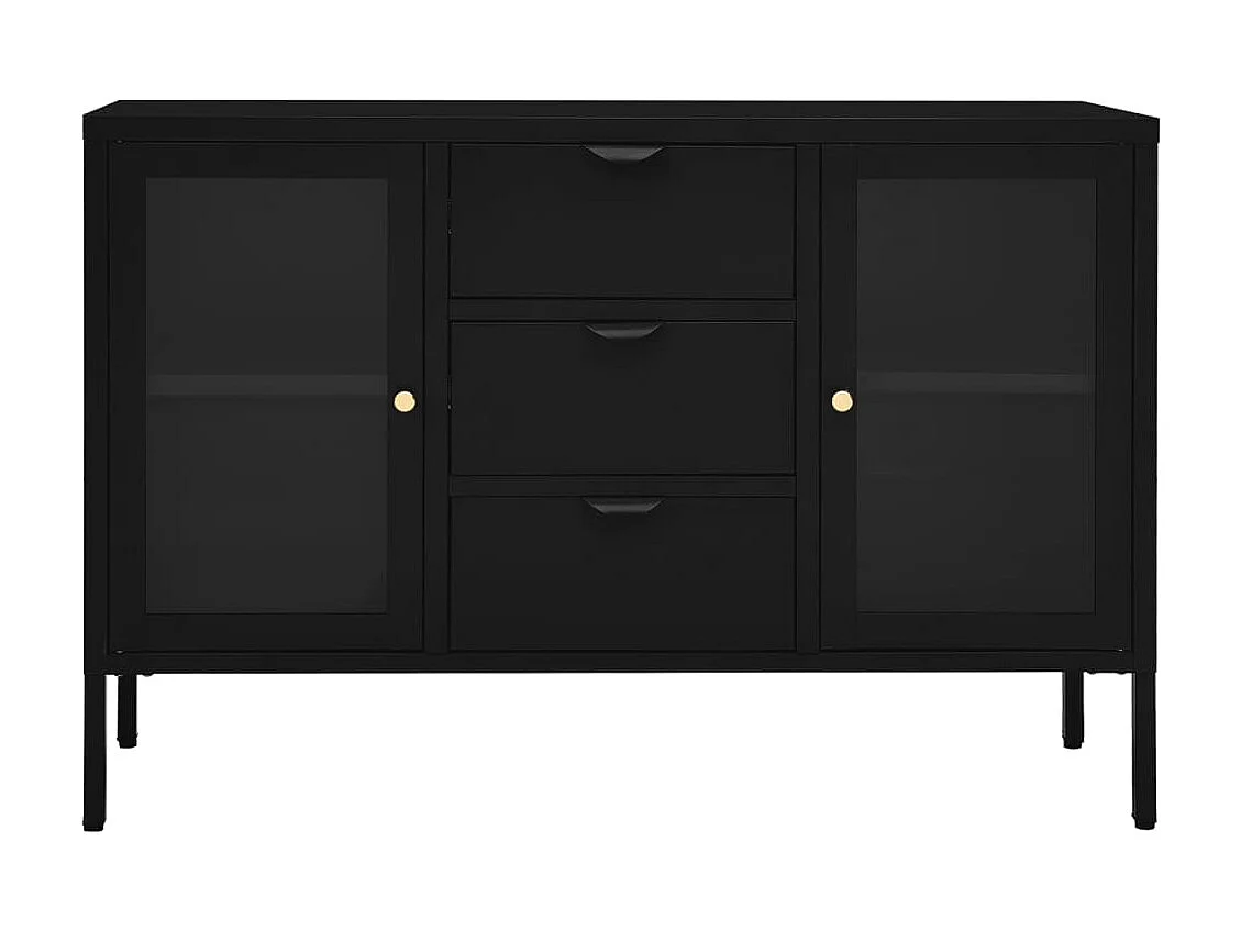 Sideboard Schwarz Anrichte 105x35x70 cm Stahl und Hartglas -RM99699