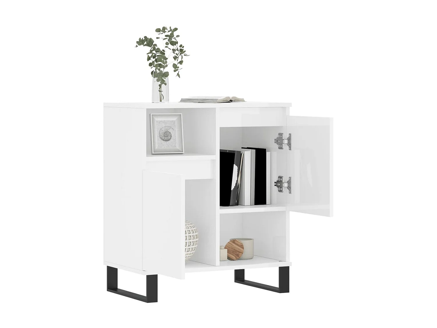 Sideboard Lowboard - Hochglanz-Weiß 60x35x70 cm Holzwerkstoff -RM12486