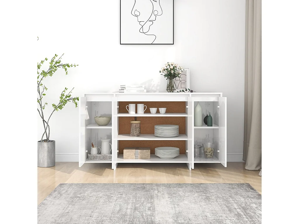 Sideboard Lowboard - Hochglanz-Weiß 135x41x75 cm Holzwerkstoff -RM48728