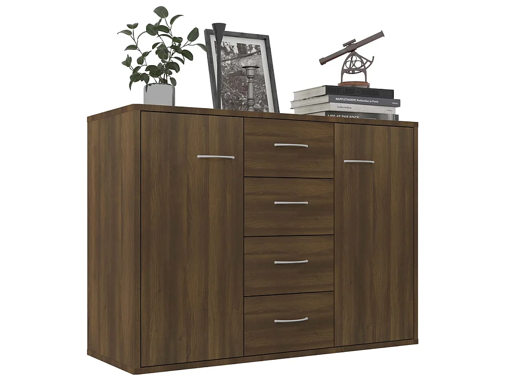 Sideboard Lowboard - Braun Eichen-Optik 88x30x65 cm Holzwerkstoff -RM80654