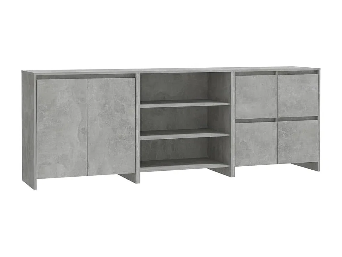3-tlg. Sideboard Anrichte Betongrau Holzwerkstoff -RM67029