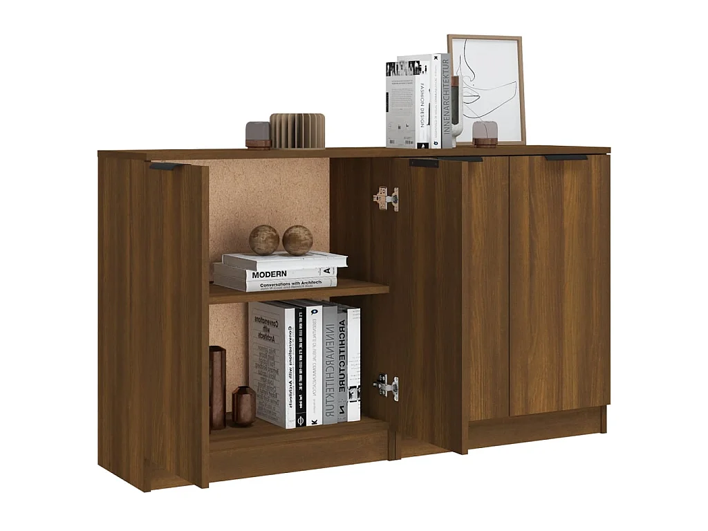 Sideboards im 2er-Set Lowboards Braun Eichen-Optik 60x30x70 cm Holzwerkstoff -RM75704