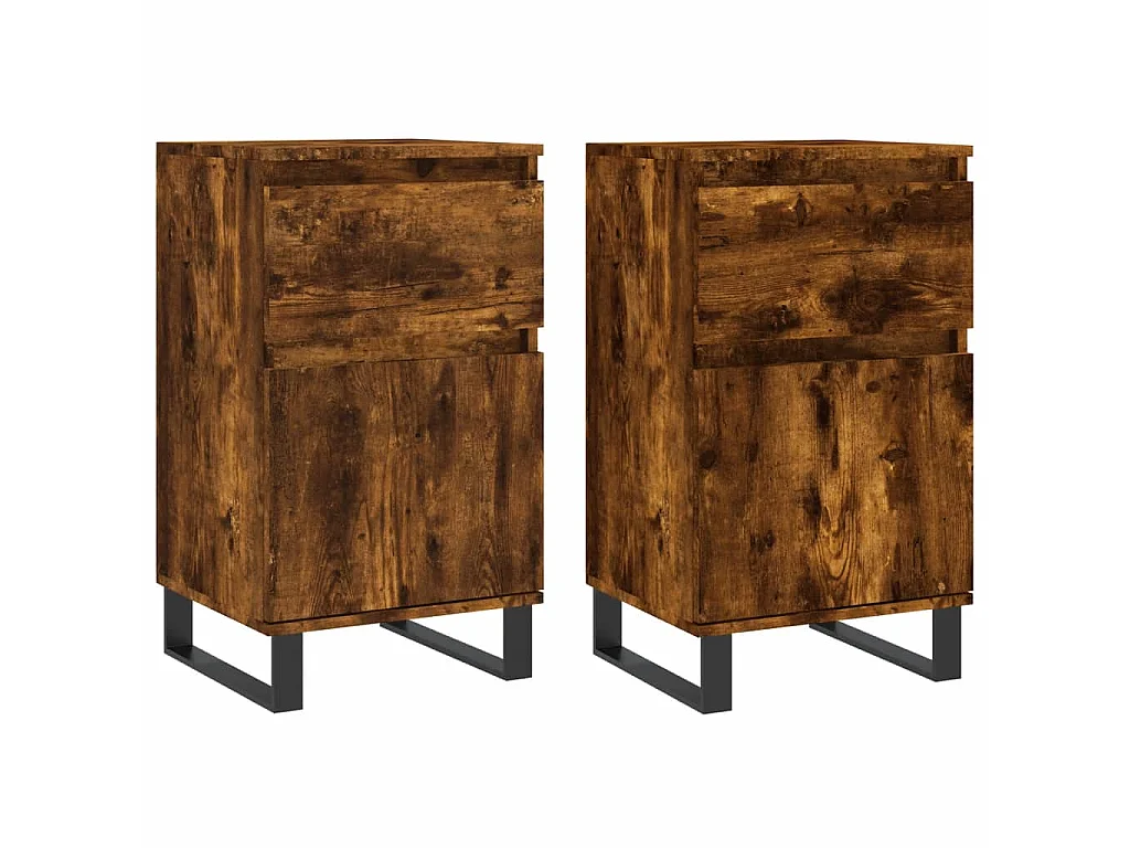 Sideboards im 2er-Set Lowboards Räuchereiche 40x35x70 cm Holzwerkstoff -RM73527