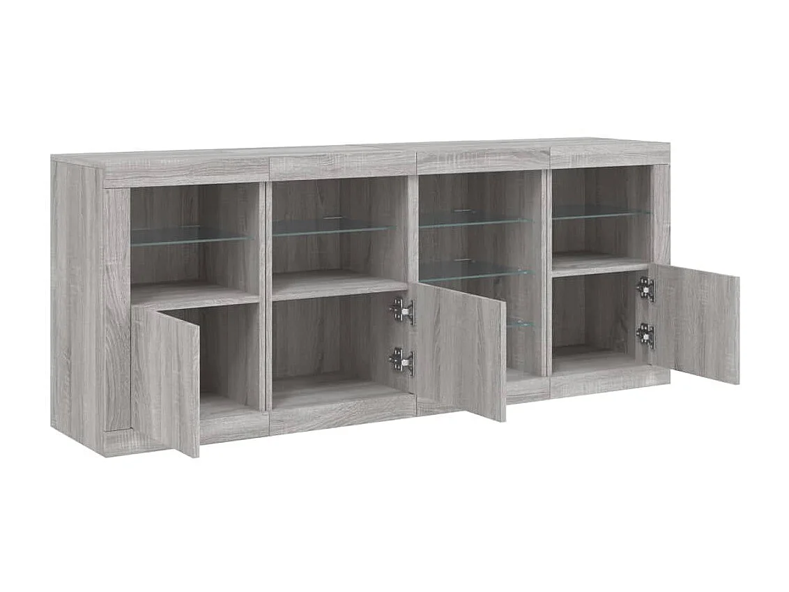 Sideboard Grau Anrichte mit LED-Leuchten Sonoma 164x37x67 cm -RM90695