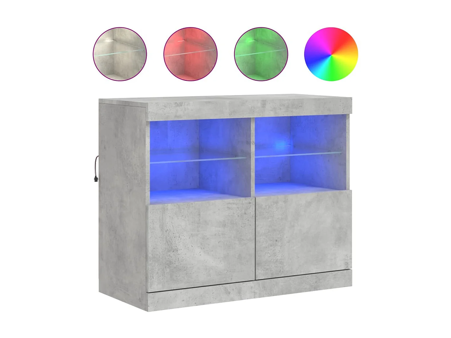 Sideboard mit LED-Leuchten - Anrichte Betongrau 81x37x67 cm -RM68610