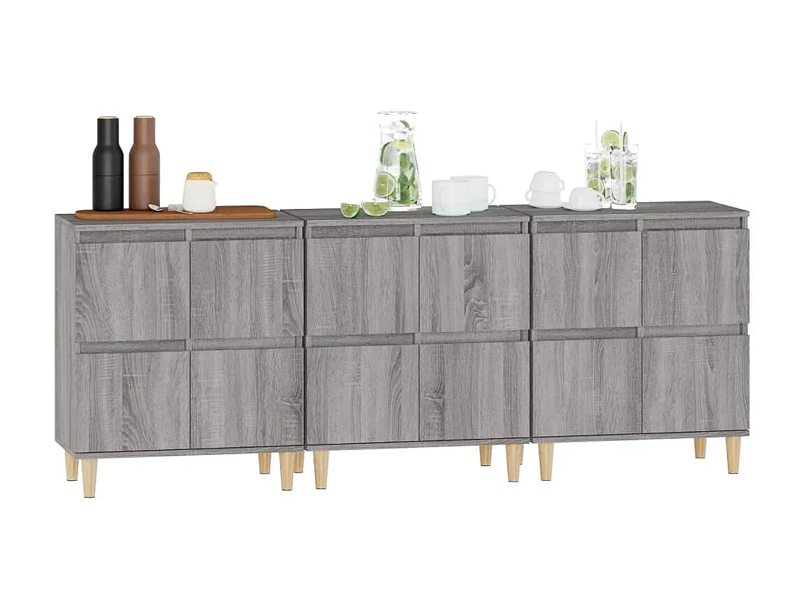 Sideboards Grau im 3er-Set Anrichten Sonoma 60x35x70 cm Holzwerkstoff -RM97381
