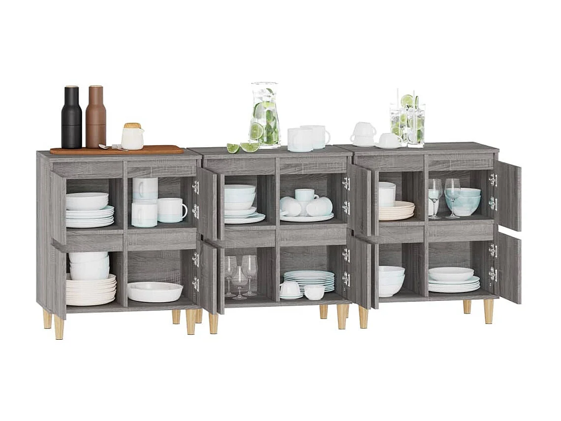 Sideboards Grau im 3er-Set Anrichten Sonoma 60x35x70 cm Holzwerkstoff -RM97381
